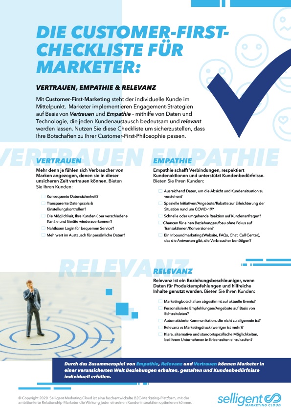 Thumbnail image von Selligent Merkblatt „Eine Customer-First-Marketing Checkliste: Vertrauen, Empathie & Relevanz"