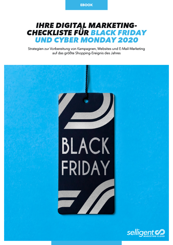 Miniaturansicht der Selligent Checkliste mit dem Titel "Ihre Black Friday & Cyber Monday Checkliste für Digitales Marketing 2020".