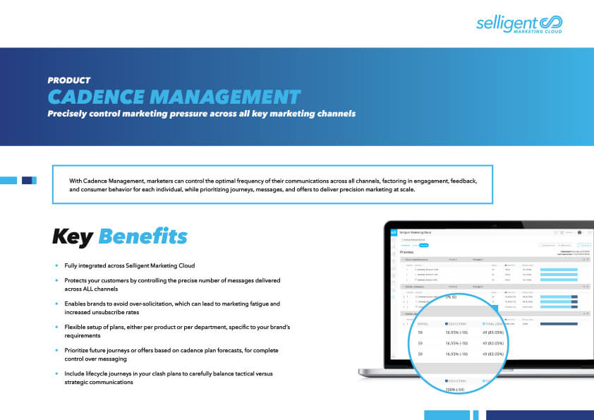 Cadence Management: Precisely control marketing pressure across all key marketing channels