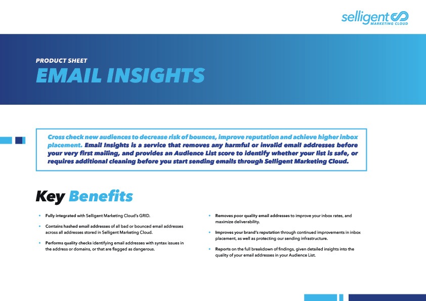  Thumbnail of a document entitled "Email Insights: Achieve Higher Inbox Placement"