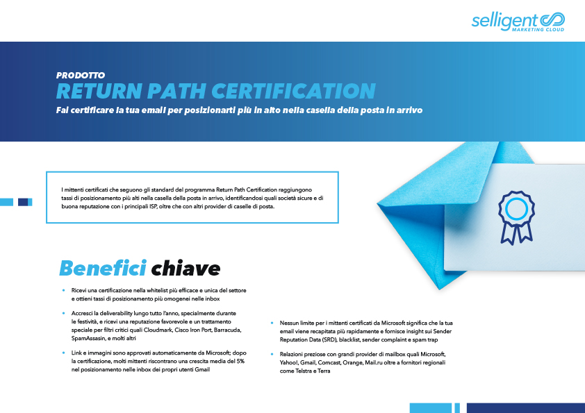 Return Path Certification: Certifica la tua email per posizionarti più in alto nella inbox